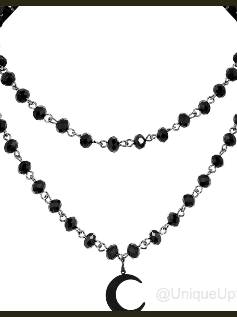 Sacina Layered Beaded Choker Necklace Copper Black Onyx Gothic